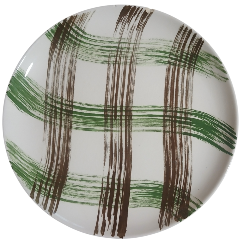 Stetson Vintage Dinner Plate with Green and Brown Brushstroke Design